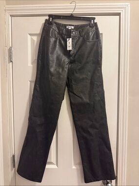 Garage Black Wide-Leg Faux Leather Pants
